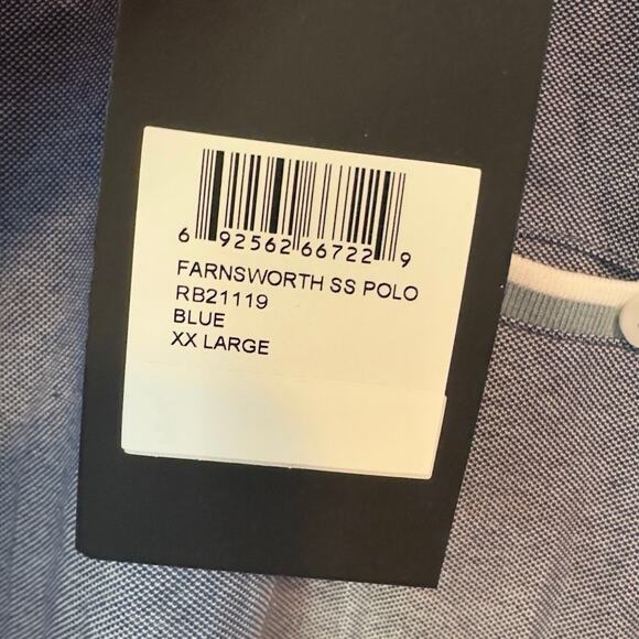 NWT Robert Barakett Farnsworth Short Sleeve Pocket Polo Size XXL Blue Two Tone - Picture 6 of 8